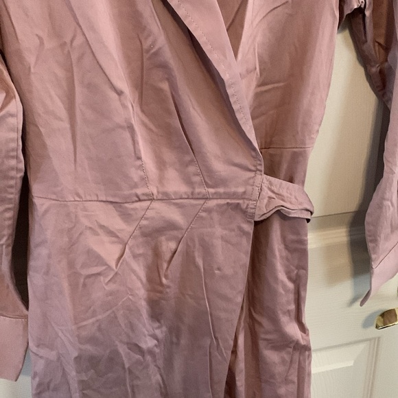 Talbots Faux Wrap Dress Blush Pink Trench Coat Style 14P 14 Petite Large - Picture 3 of 5